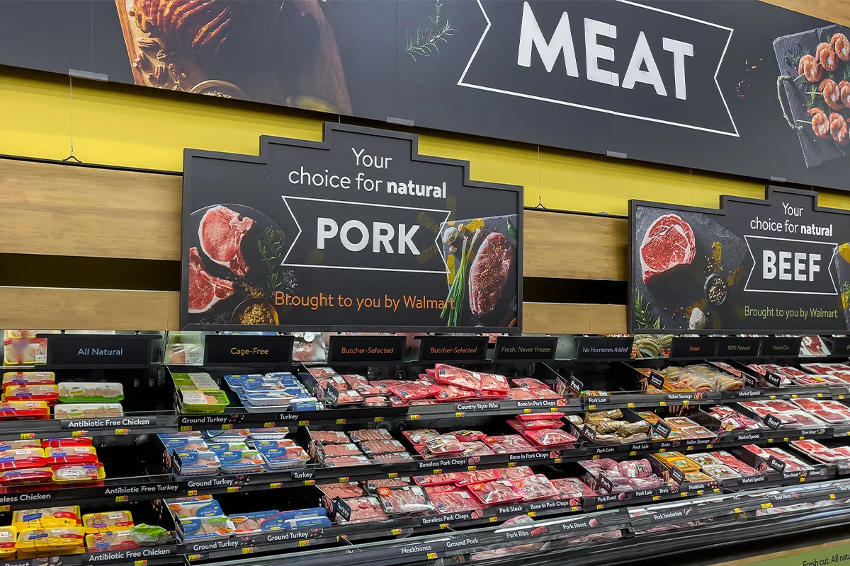 fresh pork and beef section of a retail store