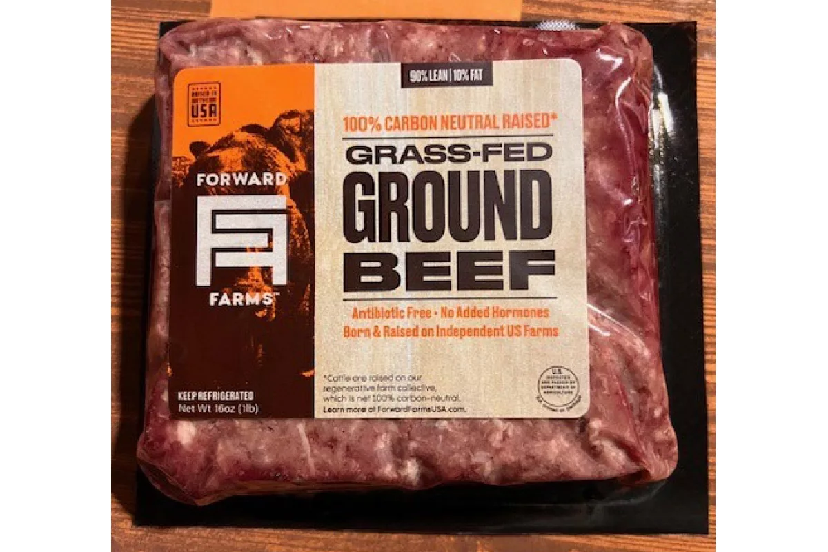 Grass-fed ground beef label